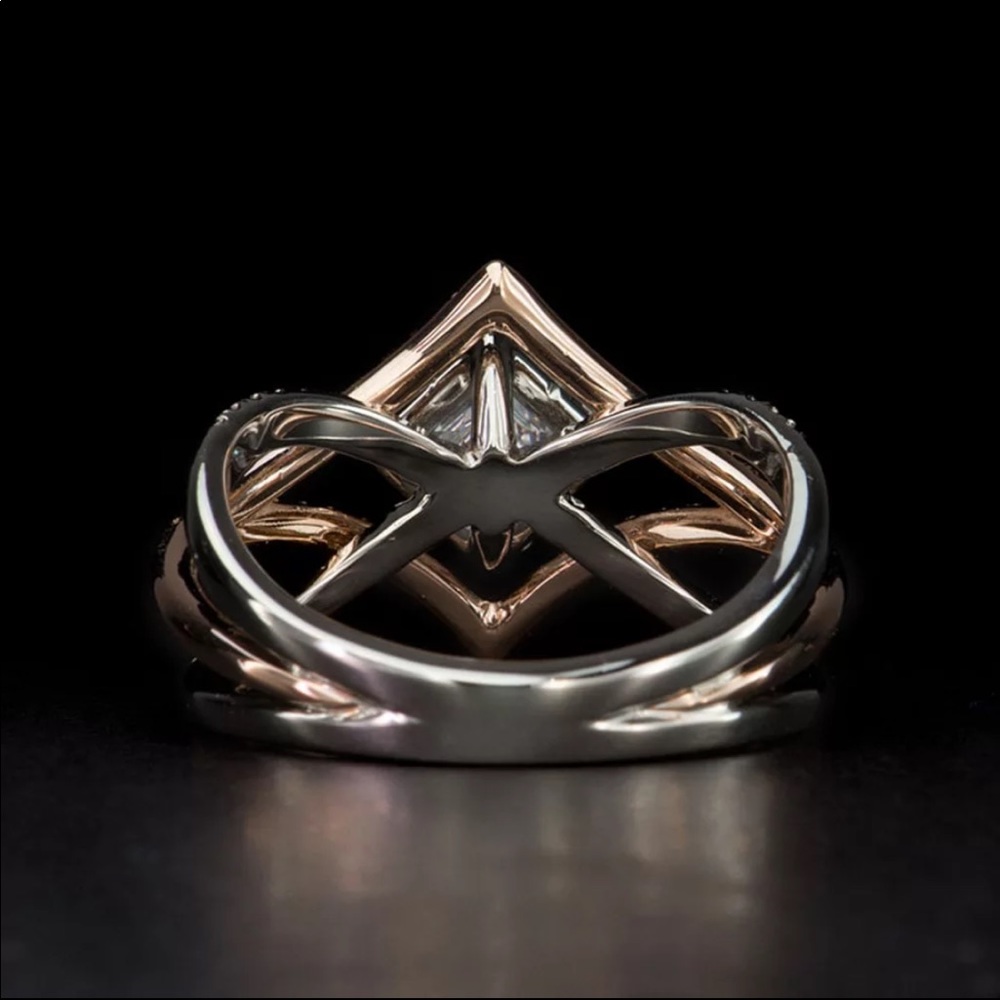New Women’s Two Tone Sapphire Ring - Picture 6 of 6